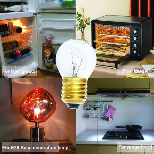 Bombillas de repuesto para horno, 40 W, para horno, estufa, refrigerador,  microondas. Incandescentes, enchufe G45 E26/E27 de alta temperatura. Base