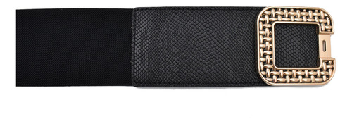 Cinturón De Mujer Elástico Negro Con Hebilla Dorada