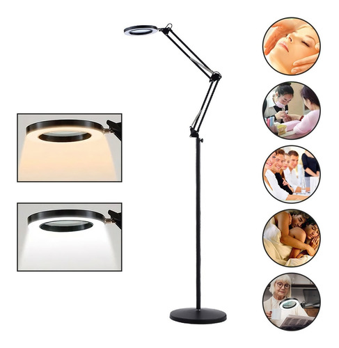 Lámpara Estética Led Pedestal Luz Cálida Fría Articulada Spa