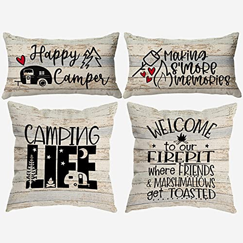 Fundas De Almohada  Happy Camper Camping Life , Regalos...