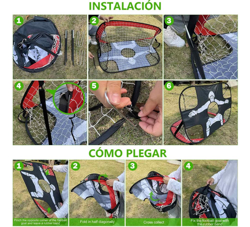Arco De Fútbol Con Red 5 Tiros Doble Uso Para Entrenamiento