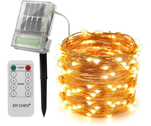 Erchen Solar Powered Led String Lights With Backup Batt...