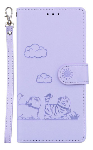 Funda Abatible For Motorola Edge 50 Cartera De Cuero Cat