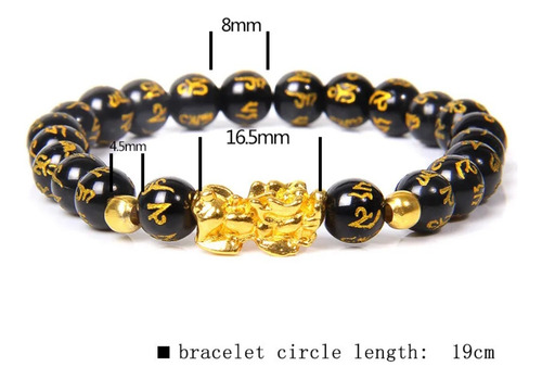 Pulsera De Feng Shui De Piedras De Obsidiana Buena Suerte