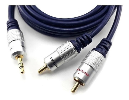 Cable 2 A 1 Rca A Plug 3,5mm Jack 3.5mm Auxiliar 1.8 Metros