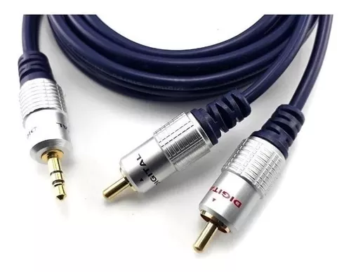 Cable Rca Audio 3 Metros 2 Rca 1 Auxiliar Macho 3.5 Mm - Electrolandia