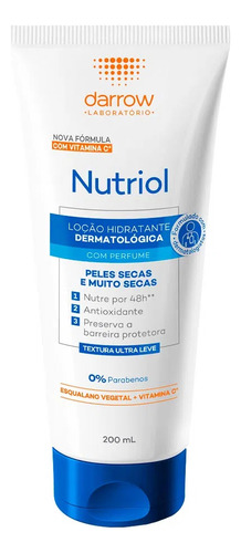  Loção Hidratante Corporal Nutriol Peles Secas Sem Perfume 200ml Darrow