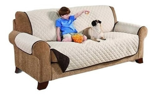 Protector Forro Sofa Mueble 3puestos Cafe Beige Pelo Mascota Color Marrón / Habano Triple