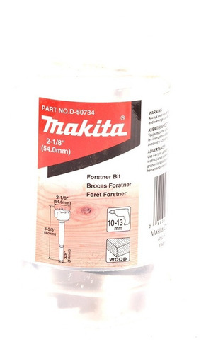 Broca Forstner 2-1/8 X 3/8 X 3-1/8 Makita D50734
