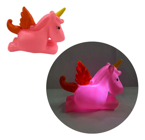 Unicornio Led Velador Lampara Luminoso Infantil Decoracion Estructura Rosa Pantalla Rosa