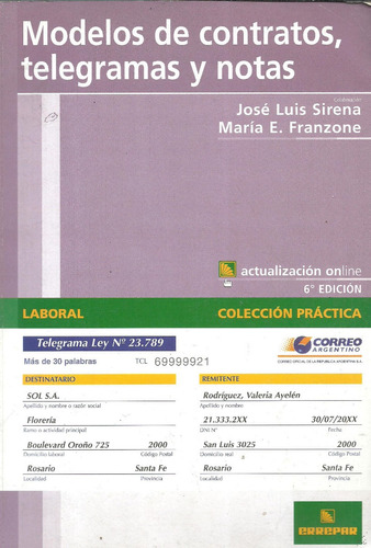 Modelos De Contratos, Telegramas Y Notas - José Sirena - Dyf