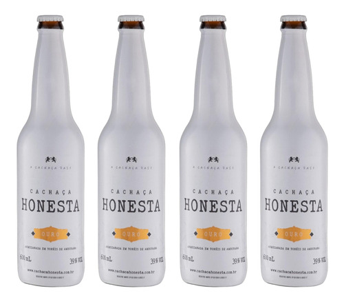 Kit 4 Cachaça Honesta Ouro Família Carra 600 Ml