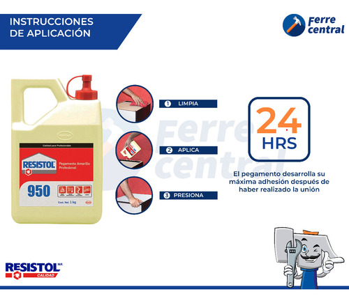 Resistol 950, Pegamento Amarillo Profesional, 1 Kg