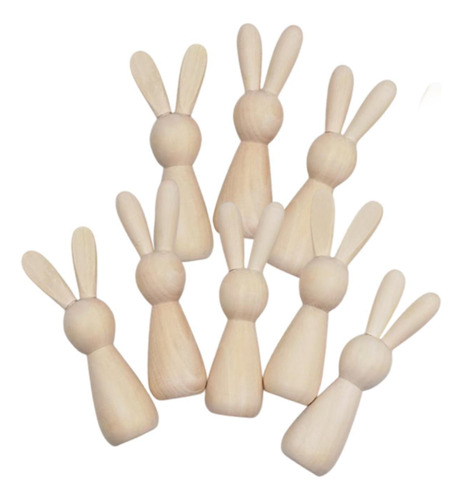 8x Pegado De Madera Muñecas De Muñecas Animales Diy