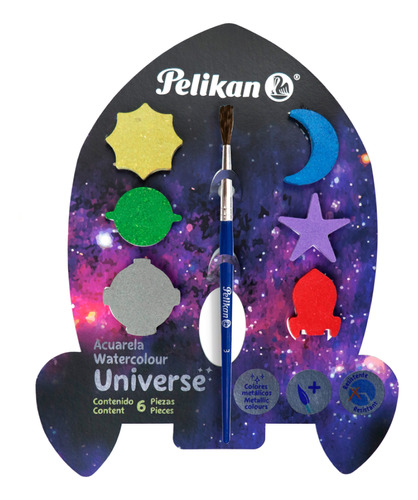 12 Acuarelas Pelikan X6 Metalizadas Universe + Pincel 