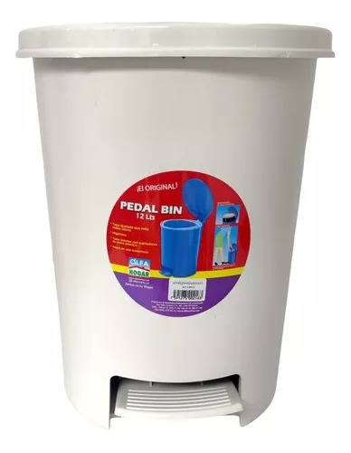 Papelera Plástica Pedal Bin 12lts Blanca