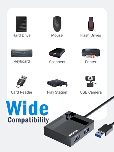 Mkighub Usb A Hub, Concentrador Usb 3.0 De 4 Puertos, Expans