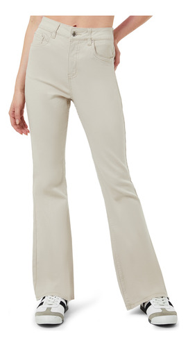 Jeans Flare Color Crema Mujer Fashion´s Park
