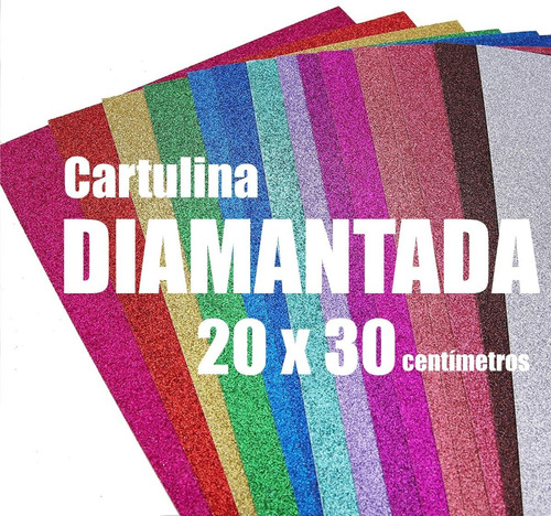 Cartulina Diamantada Glitter 5 Colores 25 Hojas 20 X 30 Cms.