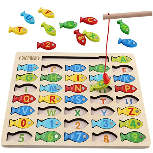 Juego De Pesca De Madera Magnética, Juguete Niños Peq...