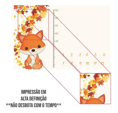 Imagem 3 de 5 de Cenário Mesversario Tecido Sublimado Raposinha 1,5x1,0
