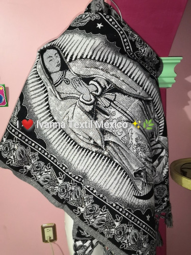 Imagen 1 de 2 de Rebozo Artesanal 100% Mexicano Virgen De Guadalupe Brillante