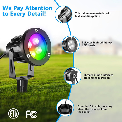 Estaca Luz Inundación Led Rgb 8 W Impermeable Para Césped