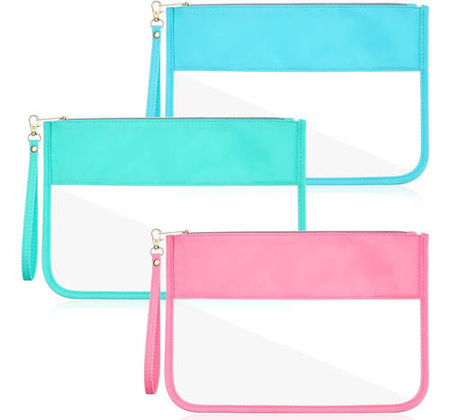 Sanwuta 3 Pcs Preppy Makeup Bag Bolsas Con Cremallera Transp