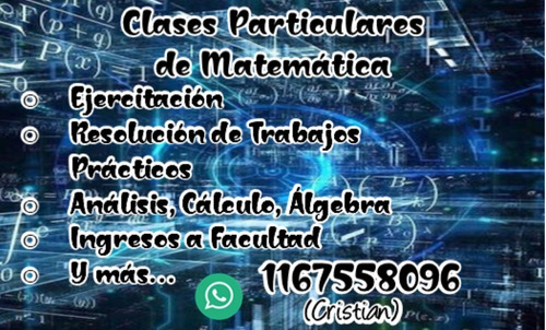 Imagen 1 de 10 de Clases Particulares De Matemáticas. Promo Por Tiempo Limit.