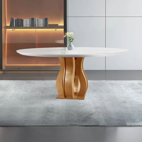 Mesa Redonda 6 Lugares Tampo Vidromdf Para Sala De Wt