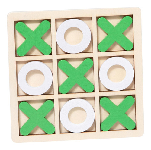 Juego De Mesa De Madera Tic Tac Toe, Juguete De Verde Blanco