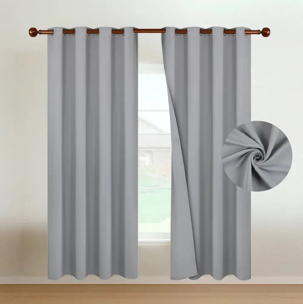 Cortina Semi Blackout Casatua 2 Paños 140x220cm Aislante Color Gris Claro OPACAX2