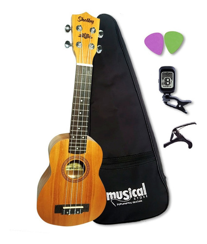 Ukulele Shelby Su21m + Capotraste + Capa+palhetas + Afinador