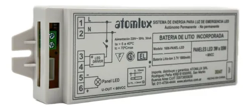 Balasto Autonomo De Emergencia Atomlux 1606 Panel Led 3w 55w
