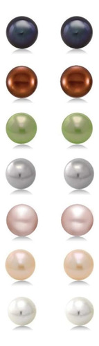 Splendid Pearls Box Juego De 7 Pares De Aretes De Perla Genu