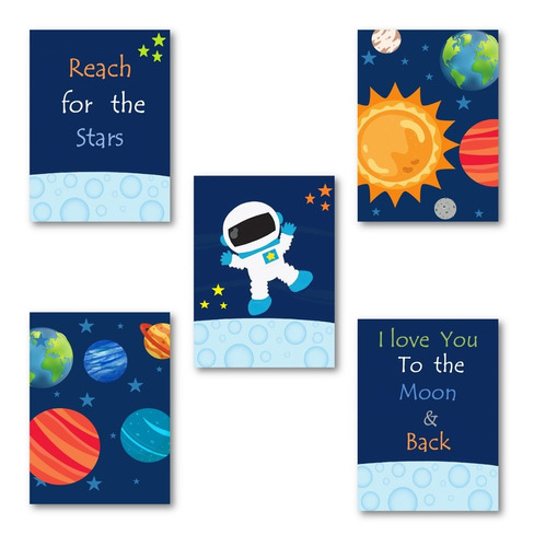 5  Cuadros   Decorativos  Infantiles  Astronautas 