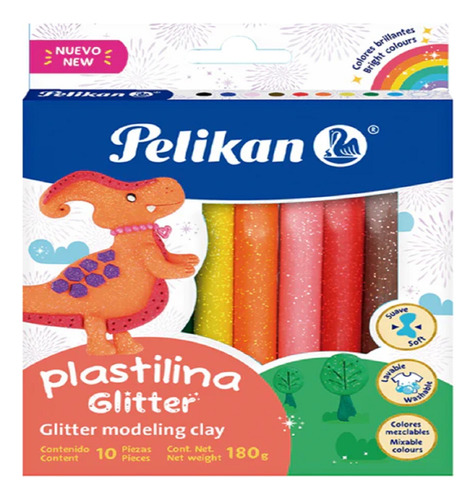 Plastilina Pelikan Glitter X 10 Barritas Colores Con Brillo 