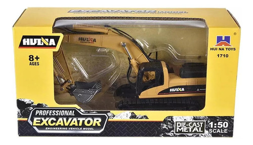 Excavadora De Pala 1710 Huina 1:50 Coleccionable Color Amarillo