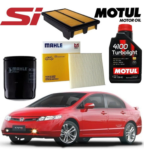 Filtro Óleo Ar Cabine Civic Si Motul 10w40 2007 2011 Oc259