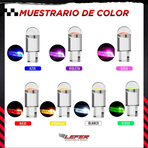 Imagen 4 de 10 de Lampara Led Posición T10 Cob Cristal Varios Colores 12v-24v