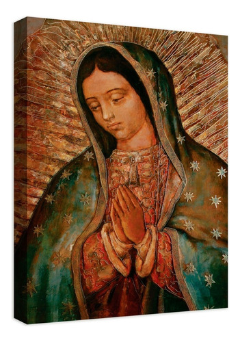 Cuadro Decorativo Canvas Virgen De Guadalupe Con Bastidor Color Madera Armazón Natural