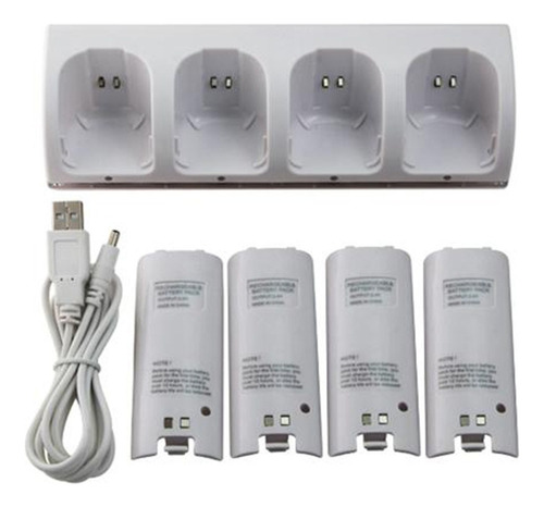 Estación De Carga Do +4* 2800 Mah Baterías Para Wii Blanco