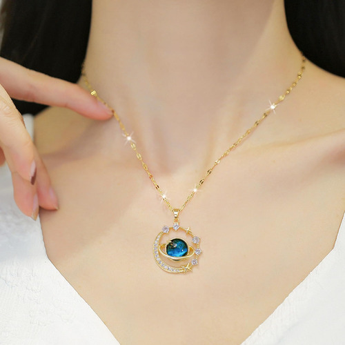 Collar De Mujer Golden Planet Collar De Circonitas