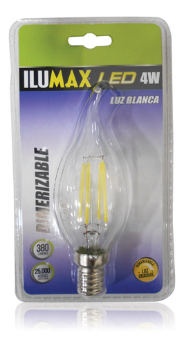 Velita Led 4w Filamento Pico De Loro Clear Dimerizable Luz B