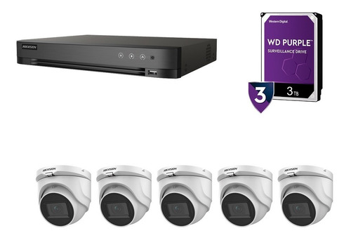 Kit Dvr 8ch 8mp + 5 Camaras 5mp + Disco Duro 3tb Purple