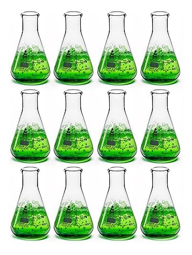 12 Frascos Erlenmeyer, 100 Ml, Vidrio Borosilicato, Fra...