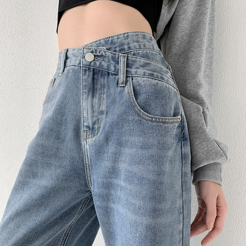 Jeans De Mujer Pantalones De Cintura Alta Pantalones Anchos