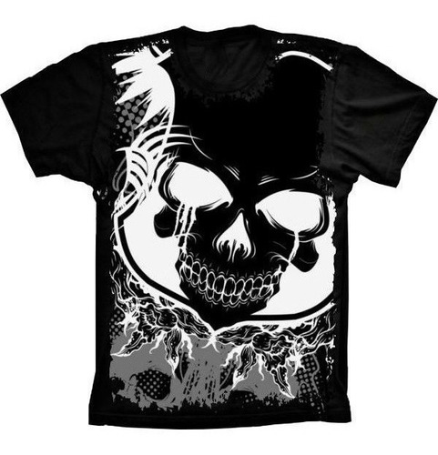 Camiseta Estilosa 3d Fullprint Skull Terror