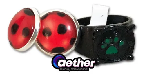 Miraculous Ladybug Set Aretes Y Anillo