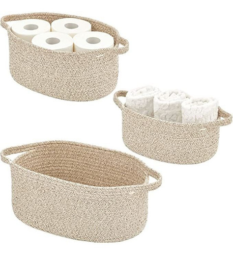 Mdesign Cesta De Baño De Cuerda De Algodón Tejida Casual Rú